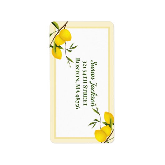 Étiquette Personalized Lemon Citrus Botanical (Devant)