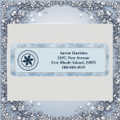 Étiquette Personalized Logo Ice Blue Frost Snowflake Border