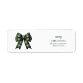 Étiquette Personalized Merry Christmas | Green Plaid Bow (Devant)