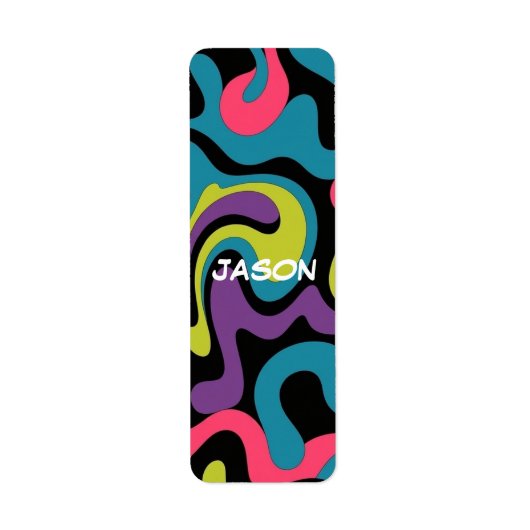 Étiquette Personalized Neon Abstract Pattern — Retro Design (Devant)