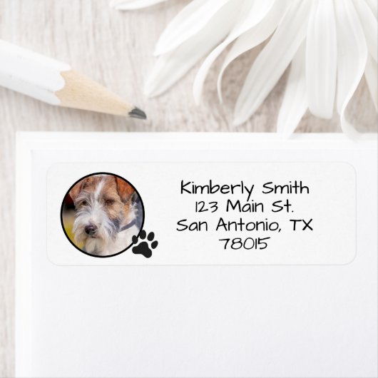 Étiquette Personalized Pet Photo Return Address (En situation)
