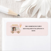 Étiquette Personalized Pink Ice Cream Truck Birthday (En situation)
