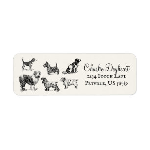 Étiquette Personalized Vintage Victorian Various Dog Bal