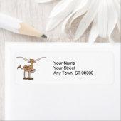 Étiquette personnage de dessin humoristique de vache longhor (En situation)