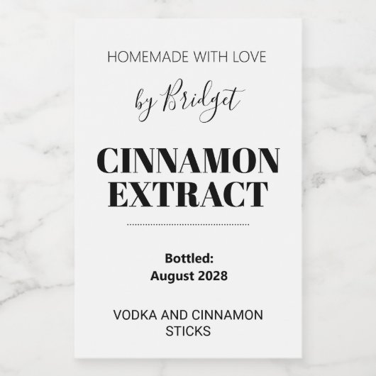 Étiquette personnalisable d'extrait de cannelle (Étiquettes simples)