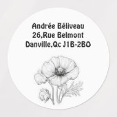 Étiquette personnalisable fleur de pavot (Design 1)