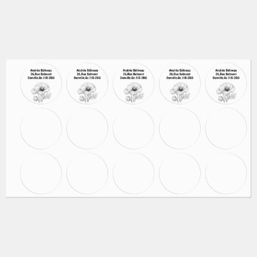 Étiquette personnalisable fleur de pavot (Feuille)