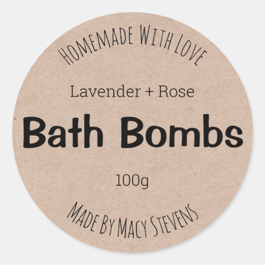 Étiquette personnalisable pour des bombes de Bath (Devant)