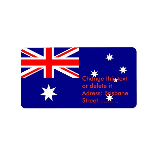Étiquette personnalisé avec drapeau d'Australie (Devant)