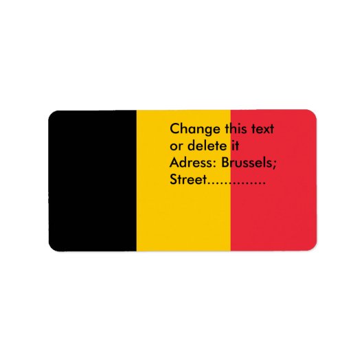 Étiquette personnalisé avec drapeau de Belgique (Devant)
