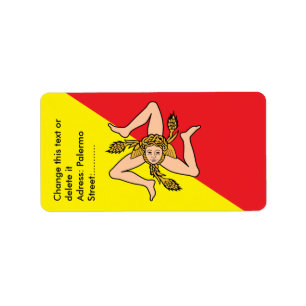 Étiquette personnalisé avec drapeau de la Sicile,