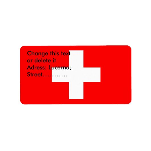 Étiquette personnalisé avec drapeau de la Suisse (Devant)