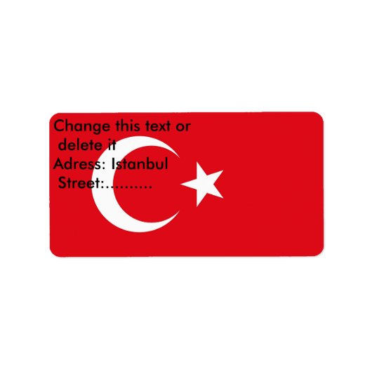 Étiquette personnalisé avec drapeau de la Turquie (Devant)