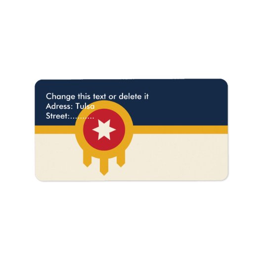 Étiquette personnalisé avec drapeau de Tulsa, Okla (Devant)