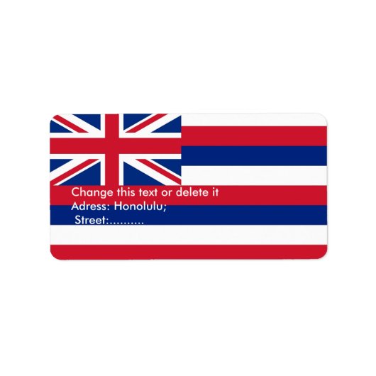 Étiquette personnalisé avec drapeau d'Hawaii, État (Devant)