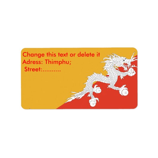 Étiquette personnalisé avec drapeau du Bhoutan (Devant)