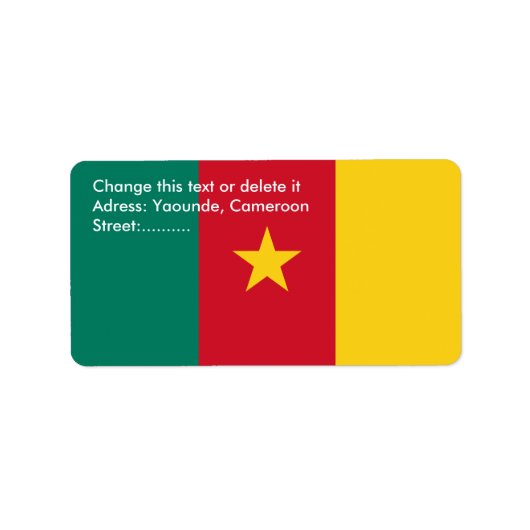 Étiquette personnalisé avec drapeau du Cameroun (Devant)