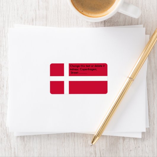 Étiquette personnalisé avec drapeau du Danemark (En situation)