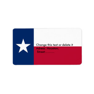 Étiquette personnalisé avec drapeau du Texas, État