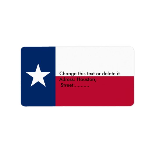 Étiquette personnalisé avec drapeau du Texas, État (Devant)