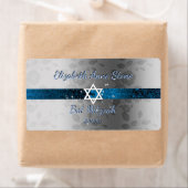 Étiquette Personnalisé, Bat mitzvah, Bleu & Argent, Bouteill (En situation)