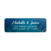 Étiquette Personnalisé Blue Green Ocean Summer Beach Waves (Devant)