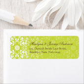 Étiquette personnalisé Damask Swirls Lace Lime (En situation)