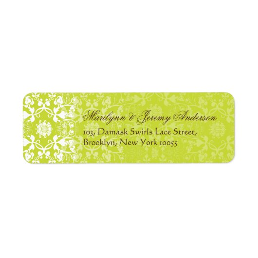 Étiquette personnalisé Damask Swirls Lace Lime (Devant)