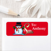 Étiquette Personnalisé De Père Noël Snowman Red Christmas (En situation)