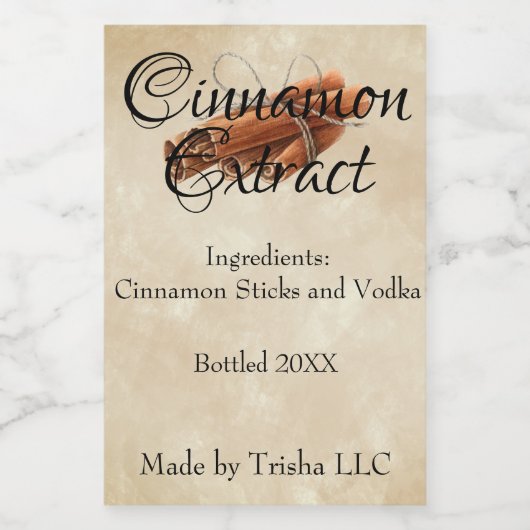 Étiquette personnalisé d'extraction de cannelle (Étiquettes simples)