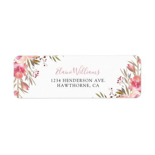 Étiquette Personnalisé élégant rose floral rose (Devant)