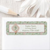 Étiquette Personnalisé Girly Chic Vert et rose Floral (En situation)