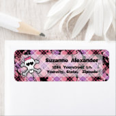 Étiquette personnalisé Pink and Black Skull w Cros (En situation)