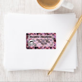 Étiquette personnalisé Pink and Black Skull w Cros (En situation)