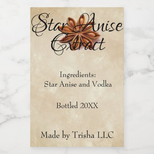 Étiquette personnalisé Star Anise (Étiquettes simples)