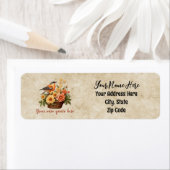 Étiquette Personnalisé Votre Devis Oiseau Avec Fleurs (En situation)