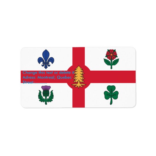 Étiquette personnalisée avec le drapeau de Montréa (Devant)