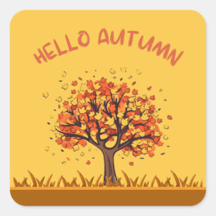 Étiquette personnalisée "Bonjour l'automne" Feuill