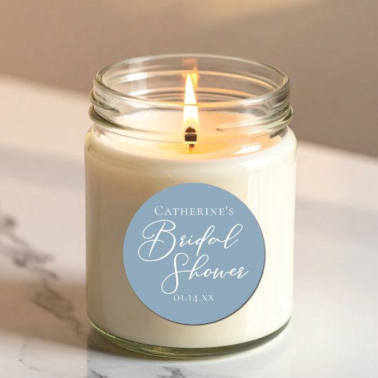 Étiquette personnalisée de Baby Shower Bleu Poussi