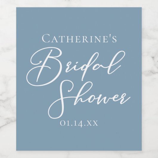 Étiquette personnalisée de mariage Dusty Blue avec (Étiquettes simples)