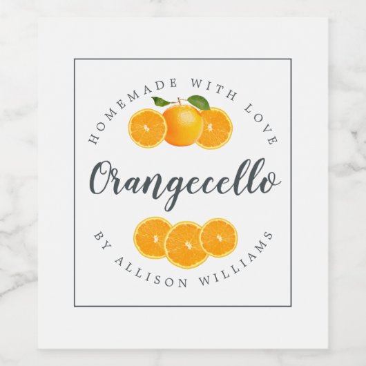 Étiquette personnalisée d'Orangecello fait maison (Étiquettes simples)