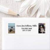 Étiquette Personnaliser 2 Photos avec Chien Moderne Adresse  (En situation)