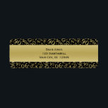 Étiquette Personnaliser : 90th Birthday Theme Return Adresse<br><div class="desc">Ces étiquettes noirs et or seront festifs sur vos invitations ou cartes de remerciements pour votre 90e anniversaire". Il y a un modèle pour que vous puissiez facilement personnaliser le nom et l'adresse. Ce design est un arrière - plan abstrait noir et or du numéro quatre-vingt-dix(90) répété dans des tailles...</div>