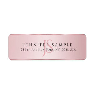 Étiquette Personnaliser l'adresse de retour or Rose Monogram