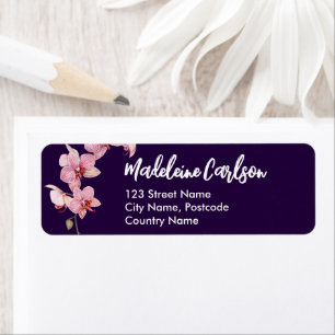 Étiquette Personnaliser l'adresse Orchidées de teigne rose