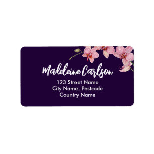 Étiquette Personnaliser l'aquarelle Orchidées de teigne rose