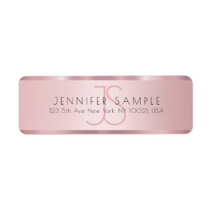 Étiquette Personnaliser Monogrammed Rose Gold Adresse de ret