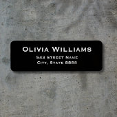 Étiquette Personnaliser Texte blanc simple en noir élégant