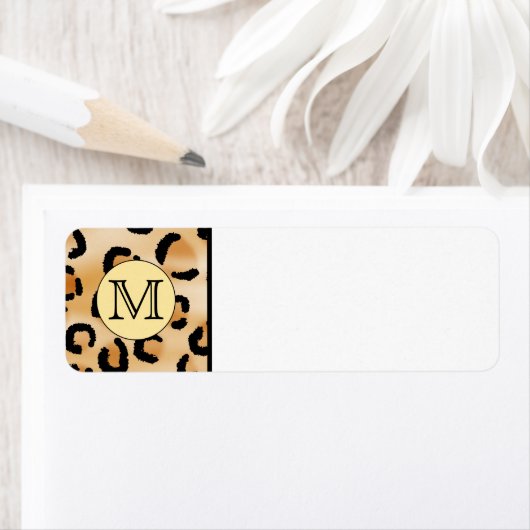 Étiquette Personnalized Monogram Leopard Print Pattern (En situation)