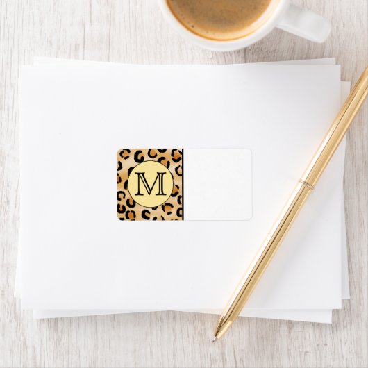Étiquette Personnalized Monogram Leopard Print Pattern (En situation)